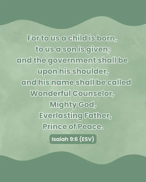 "For to us a child is born, to us a son is given; and the government shall be upon his shoulder, and his name shall be called Wonderful Counselor, Mighty God, Everlasting Father, Prince of Peace." Isaiah 9:6
#Scripture #CEF
