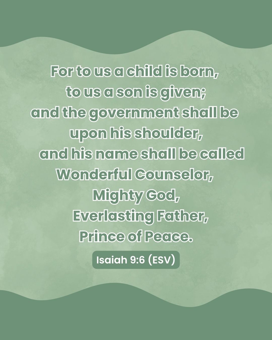 "For to us a child is born, to us a son is given; and the government shall be upon his shoulder, and his name shall be called Wonderful Counselor, Mighty God, Everlasting Father, Prince of Peace." Isaiah 9:6
#Scripture #CEF