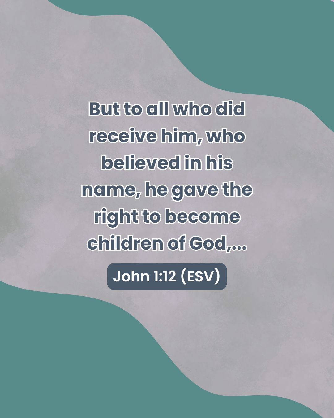 This week's Scripture Sunday verse is John 1:12 (ESV)
But to all who did receive him, who believed in his name, he gave the right to become children of God,...
#Scripture #CEF