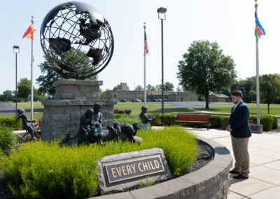 Seth Beeson in the International Flag Plaza