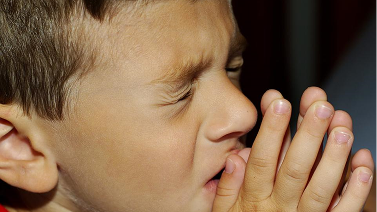 Praying Boy A boy prays with his eyes closed and hands folded
