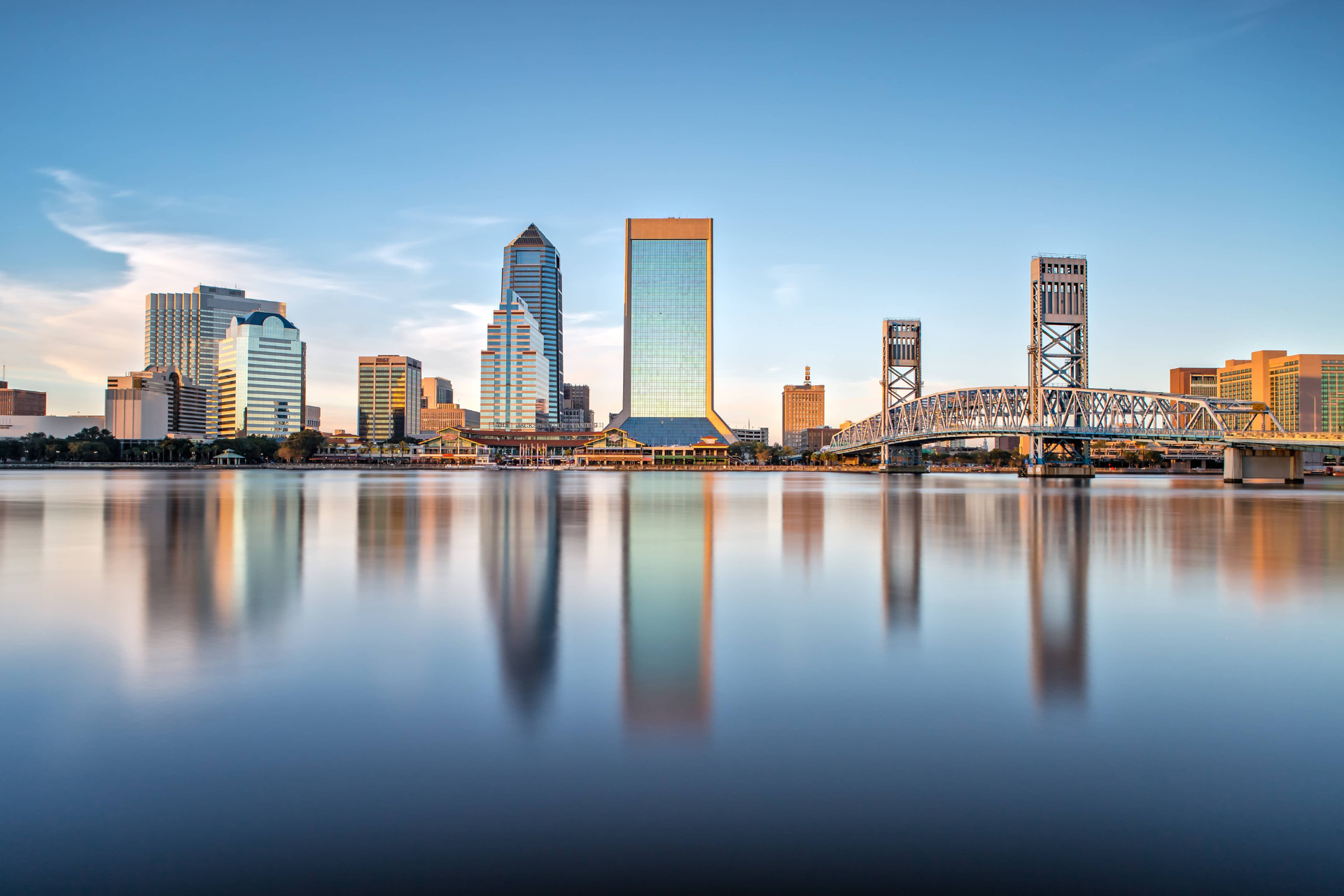 The coastline with a city view in Jacksonville, FL