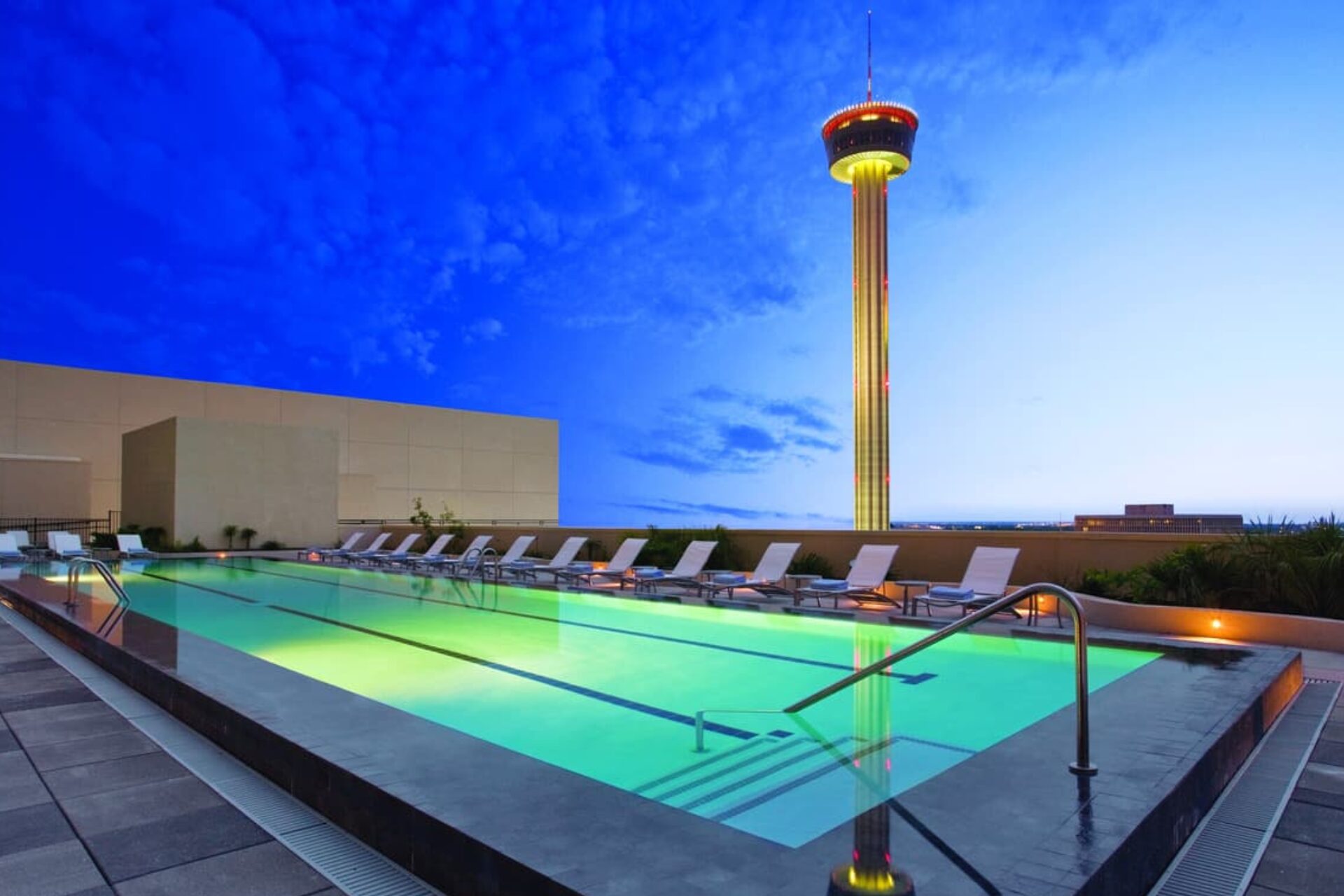 The outdoor pool at the San Antonio hotel