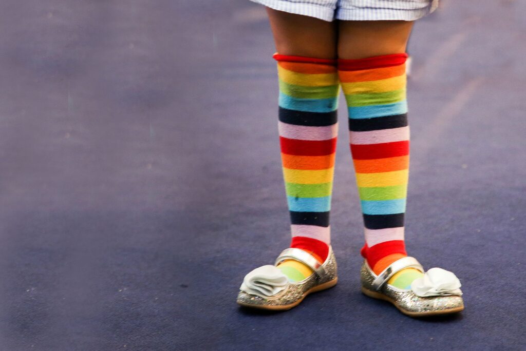 kids wearing crazy socks