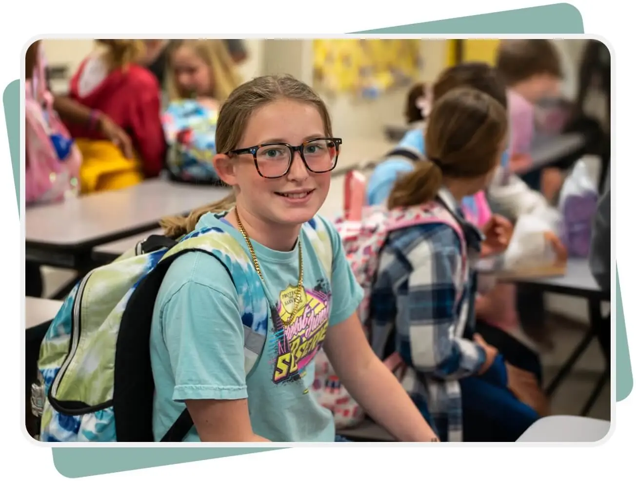 Good News Club girl with glasses